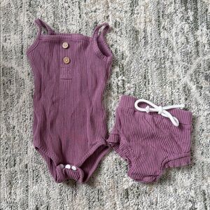 Purple Ribbed Baby Outfit Set